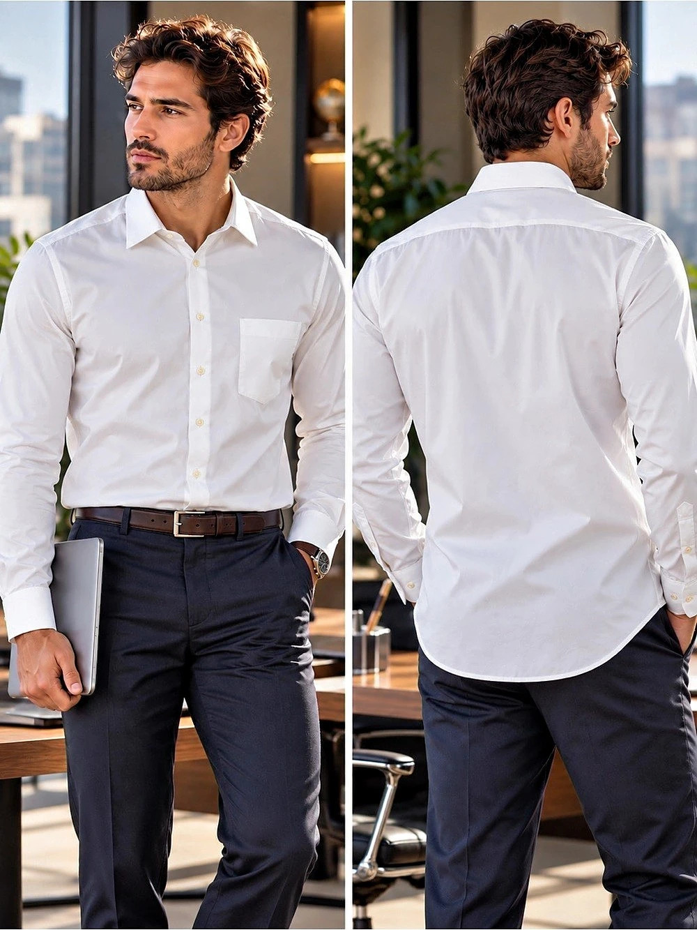 🌙✨🆕 Van Heusen Flex Regular Fit Wrinkle Free Dress Shirt White Size 16 33/34